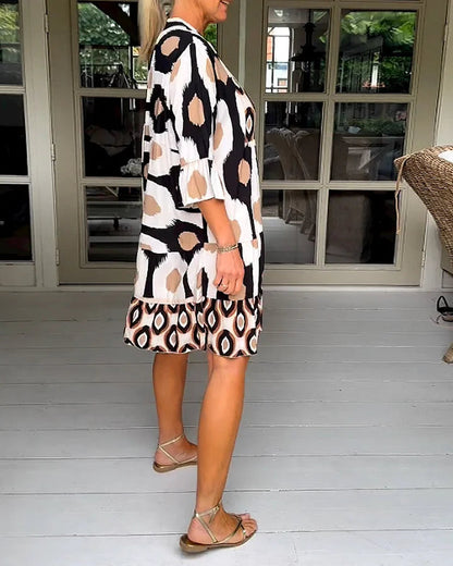 Elegante Zomerjurk met Abstracte Print voor Casual Dagen – LUNA STIJL - Glamorix