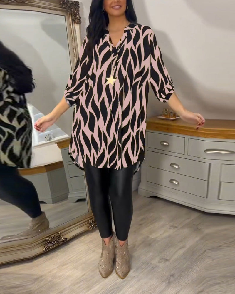 Luxe dames tuniek met grafisch patroon en elegante flow – AYANA VIBE - Glamorix