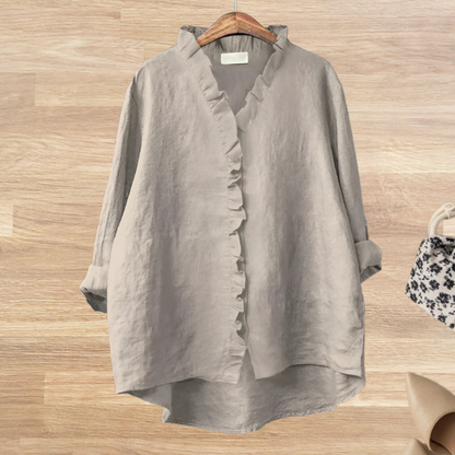 Lysandra - Losvallende blouse met ruffle kraag voor dames - Glamorix
