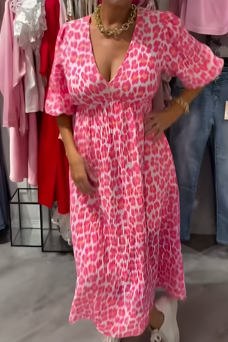 Zwierige dames zomerjurk met V-hals en elegante beweging – DELIA BREEZE - Glamorix
