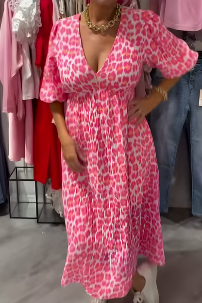 Zwierige dames zomerjurk met V-hals en elegante beweging – DELIA BREEZE - Glamorix