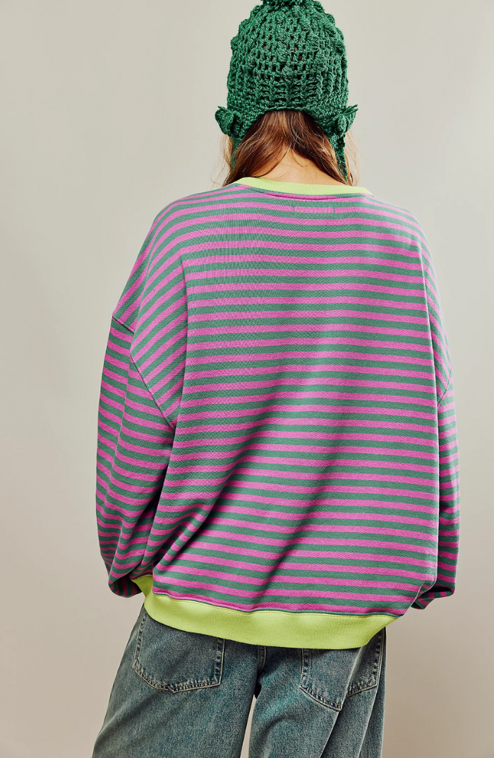 EMMA - Oversized gestreepte trui met geribde boorden voor dames