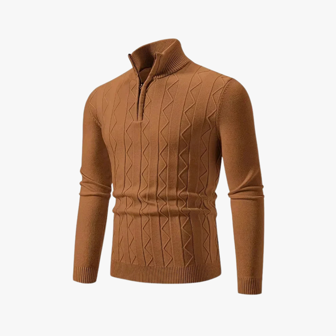 Gebreide heren trui met halve rits en tijdloze stijl – LESTON - Glamorix
