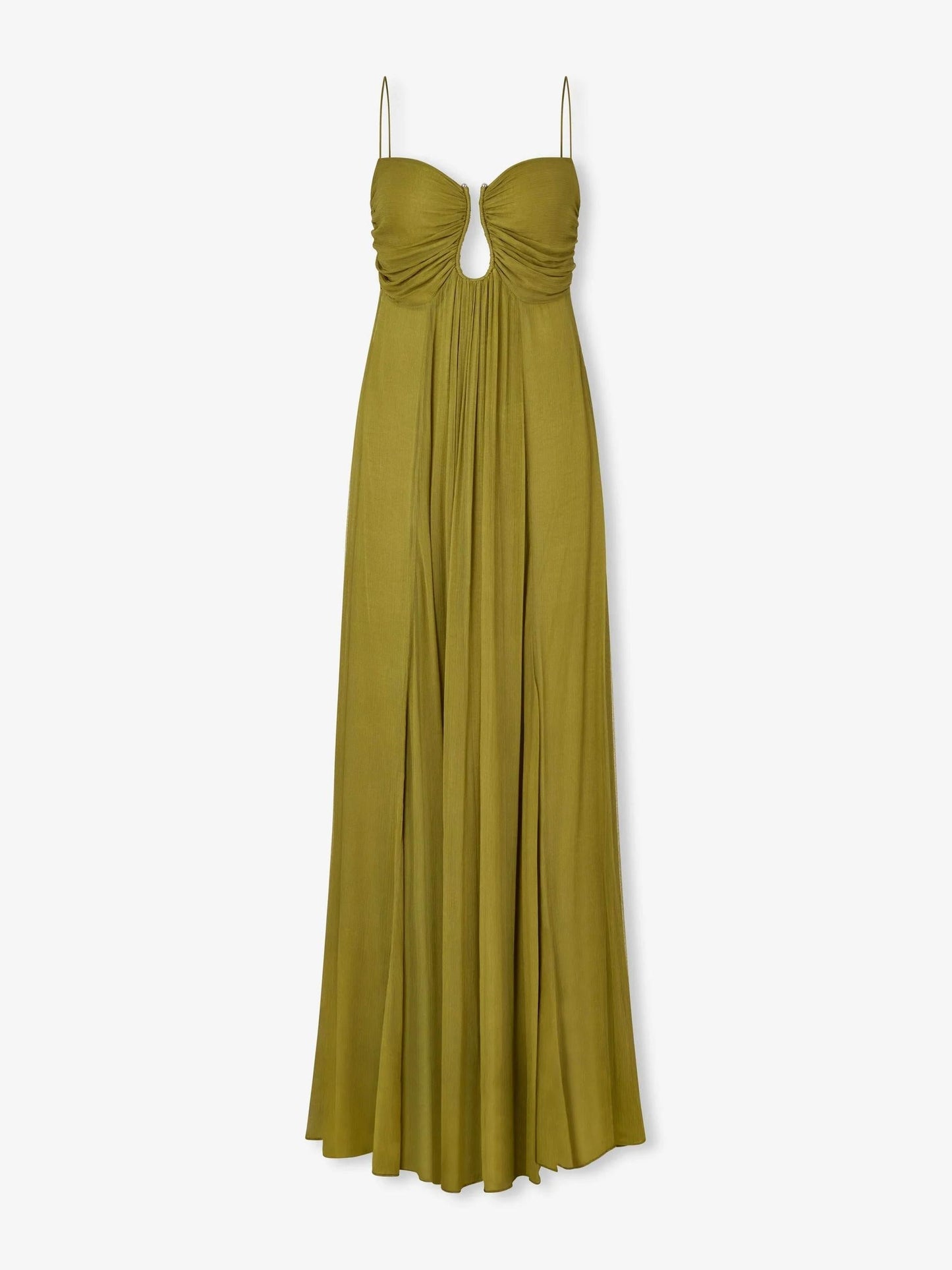 Zomerse maxi damesjurk met spaghettibandjes en cut-out detail – SOLANA BREEZE - Glamorix