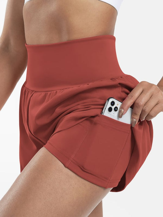 Dames sportshort met hoge taille en binnenbroek – DORINA - Glamorix