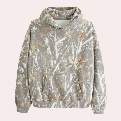 Casual heren hoodie met camo print en kangoeroezak – VERTAK HoodCore - Glamorix