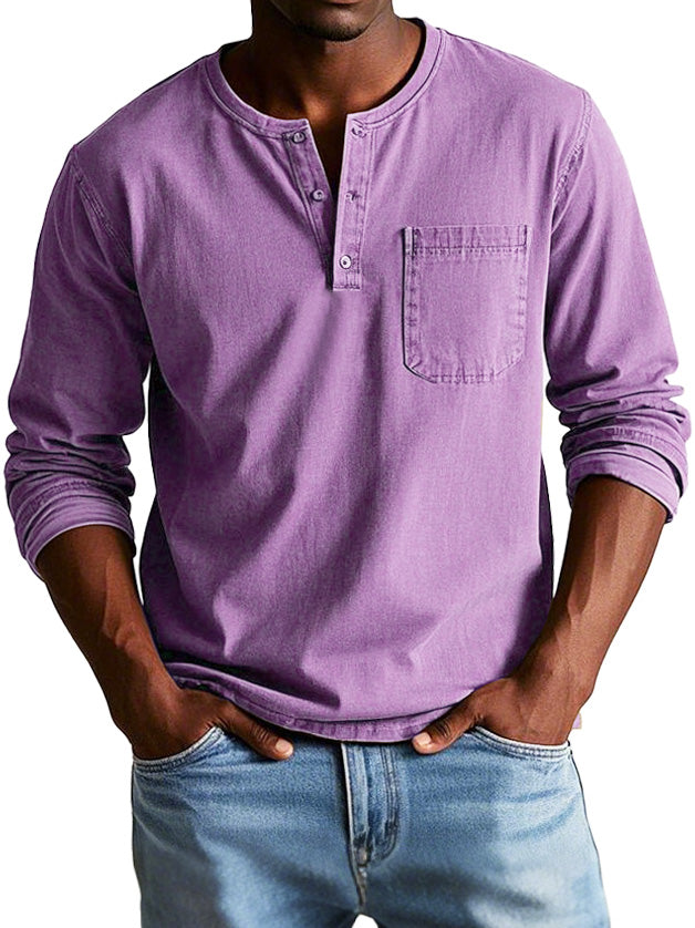 Casual Henley longsleeve met knoopsluiting en borstzakje – RYKER CLASSIC - Glamorix