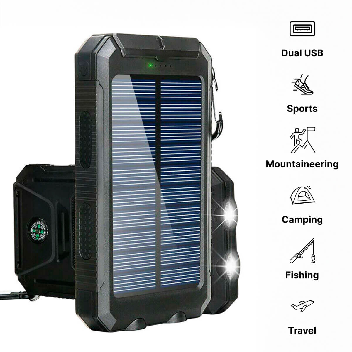 Zonne-energie powerbank met 500.000 mAh en dubbele USB – SOLIX SURVIVOR - Glamorix