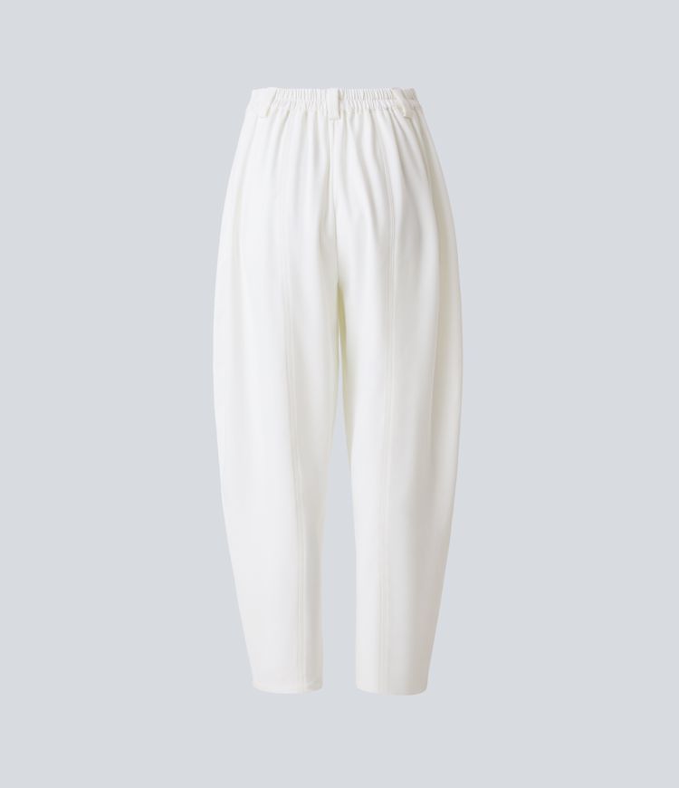 Losvallende damesbroek met hoge taille en elegante valling – AUREA DRAPE - Glamorix