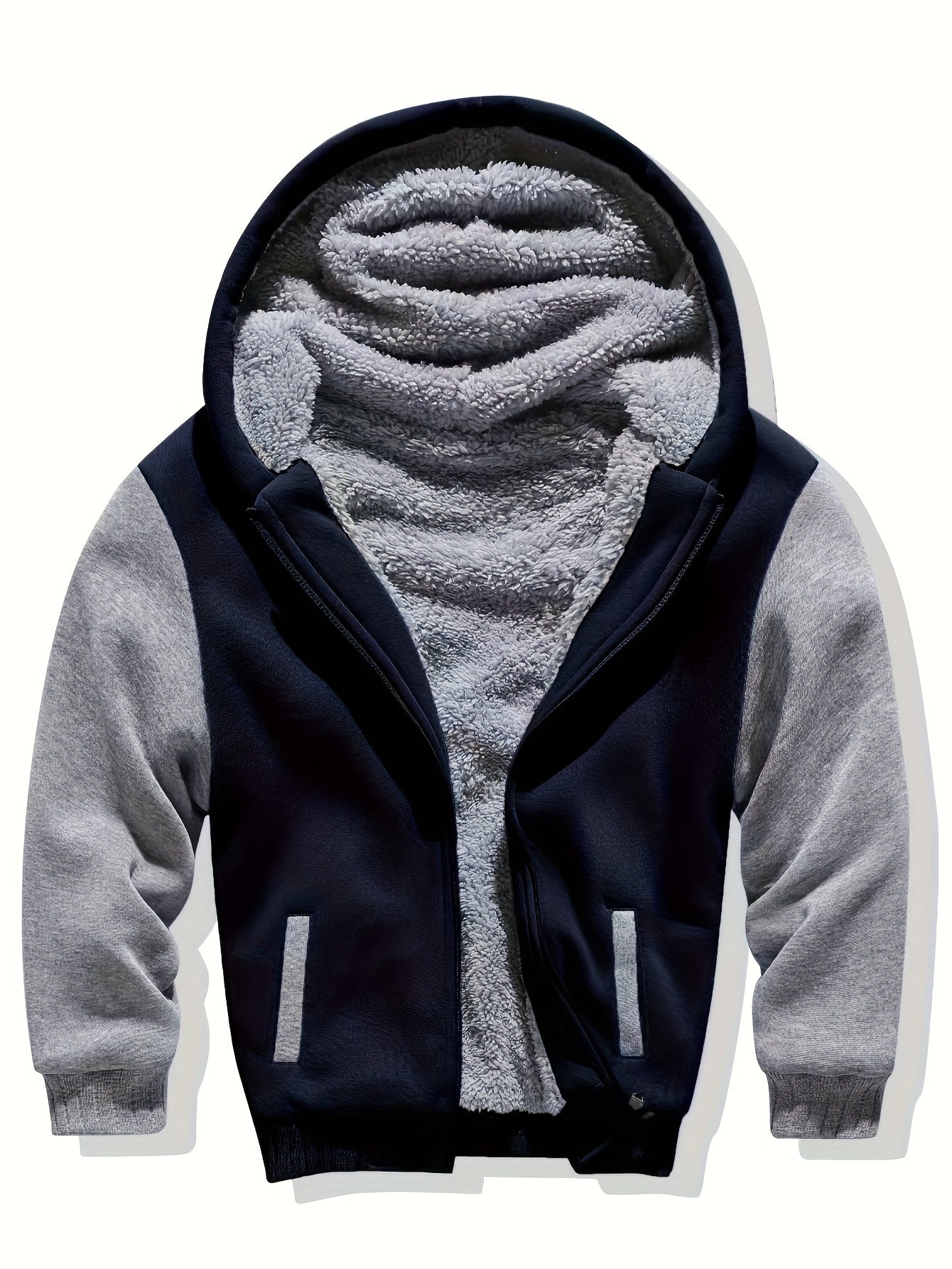 JOSH - Sherpa gevoerde kinder fleece jack met capuchon en ritssluiting