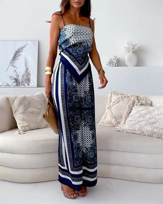 Zomerse Tweedelige Set met Paisleyprint voor Modebewuste Vrouwen – Aelita - Glamorix