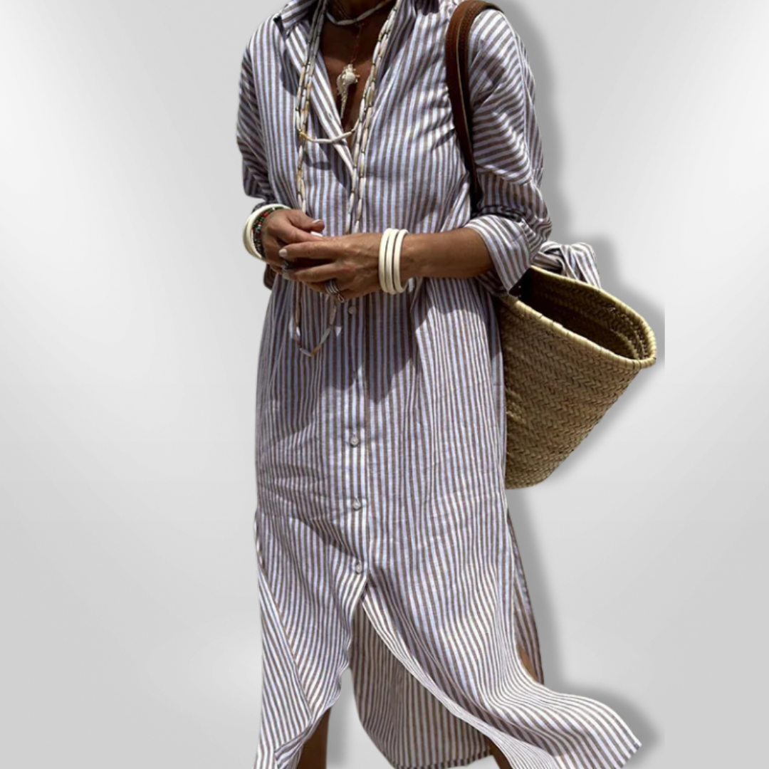LYONNE – Gestreepte overhemdjurk met moderne snit en tijdloze klasse