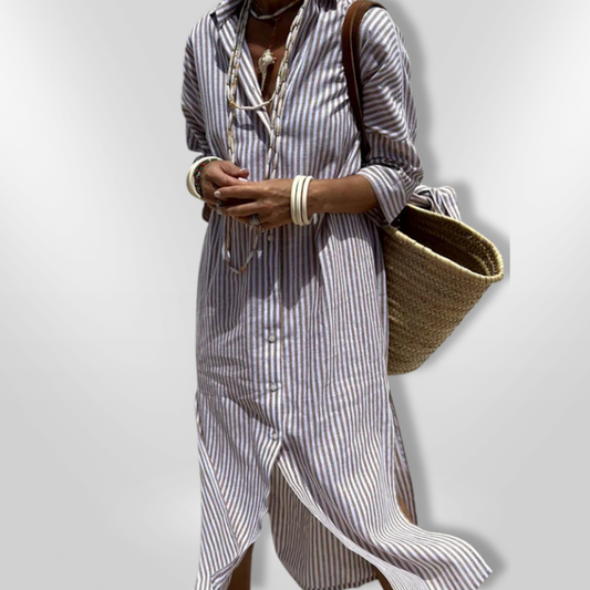 LYONNE – Gestreepte overhemdjurk met moderne snit en tijdloze klasse