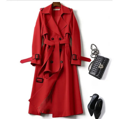 EVELYN - Lange trenchcoat met dubbele knoopsluiting en ceintuur voor dames
