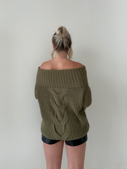 FALLCHIC - Off-The-Shoulder Gebreide Pullover voor een Stijlvolle Herfstlook