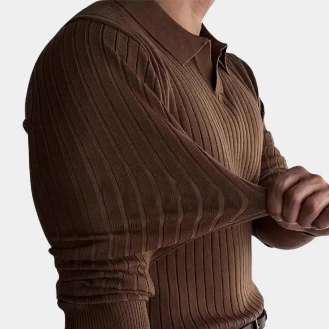 CAIN – Gebreide polo met lange mouwen voor heren