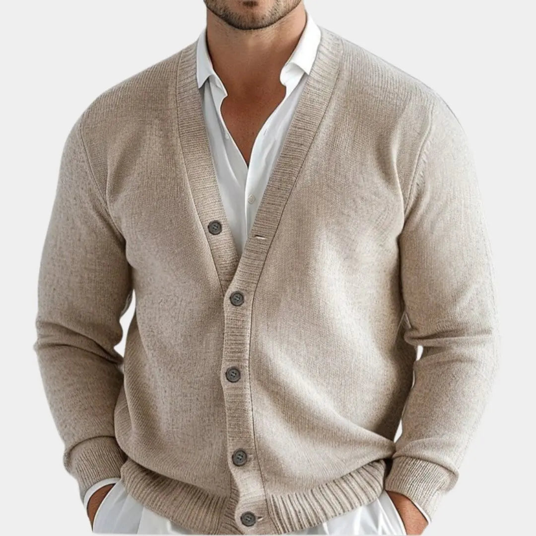 Gebreid heren vest met knoopsluiting en klassieke fit – DOVAREN - Glamorix