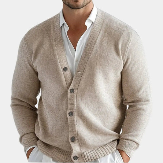 Gebreid heren vest met knoopsluiting en klassieke fit – DOVAREN - Glamorix