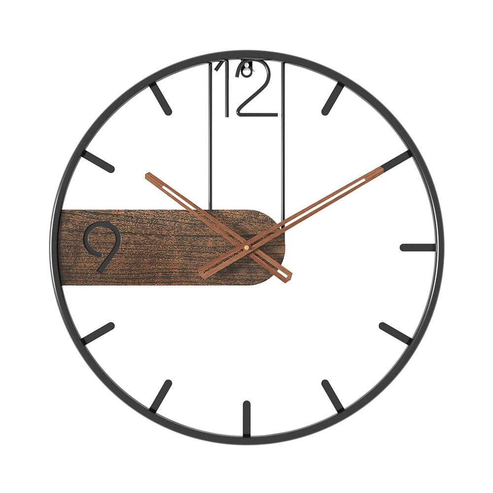 Moderne wandklok met walnoothout en stalen accenten – TEMPRO WalnutSteel - Glamorix