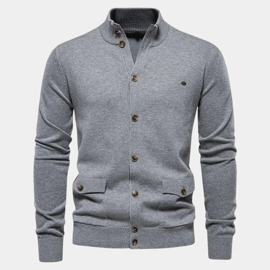 Gebreid herenvest met knoopsluiting en praktische zakken – LORVEN - Glamorix