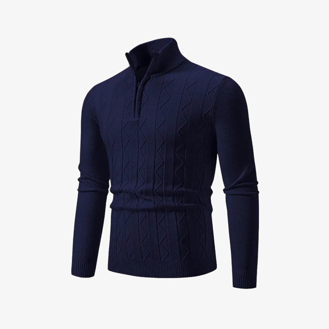 Gebreide heren trui met halve rits en tijdloze stijl – LESTON - Glamorix