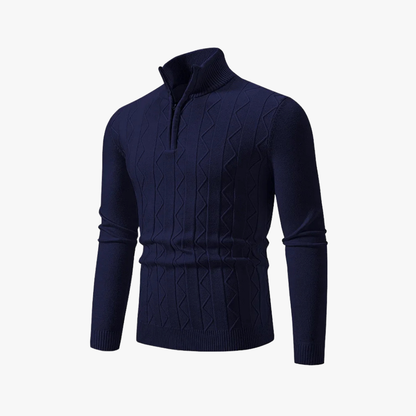 Gebreide heren trui met halve rits en tijdloze stijl – LESTON - Glamorix
