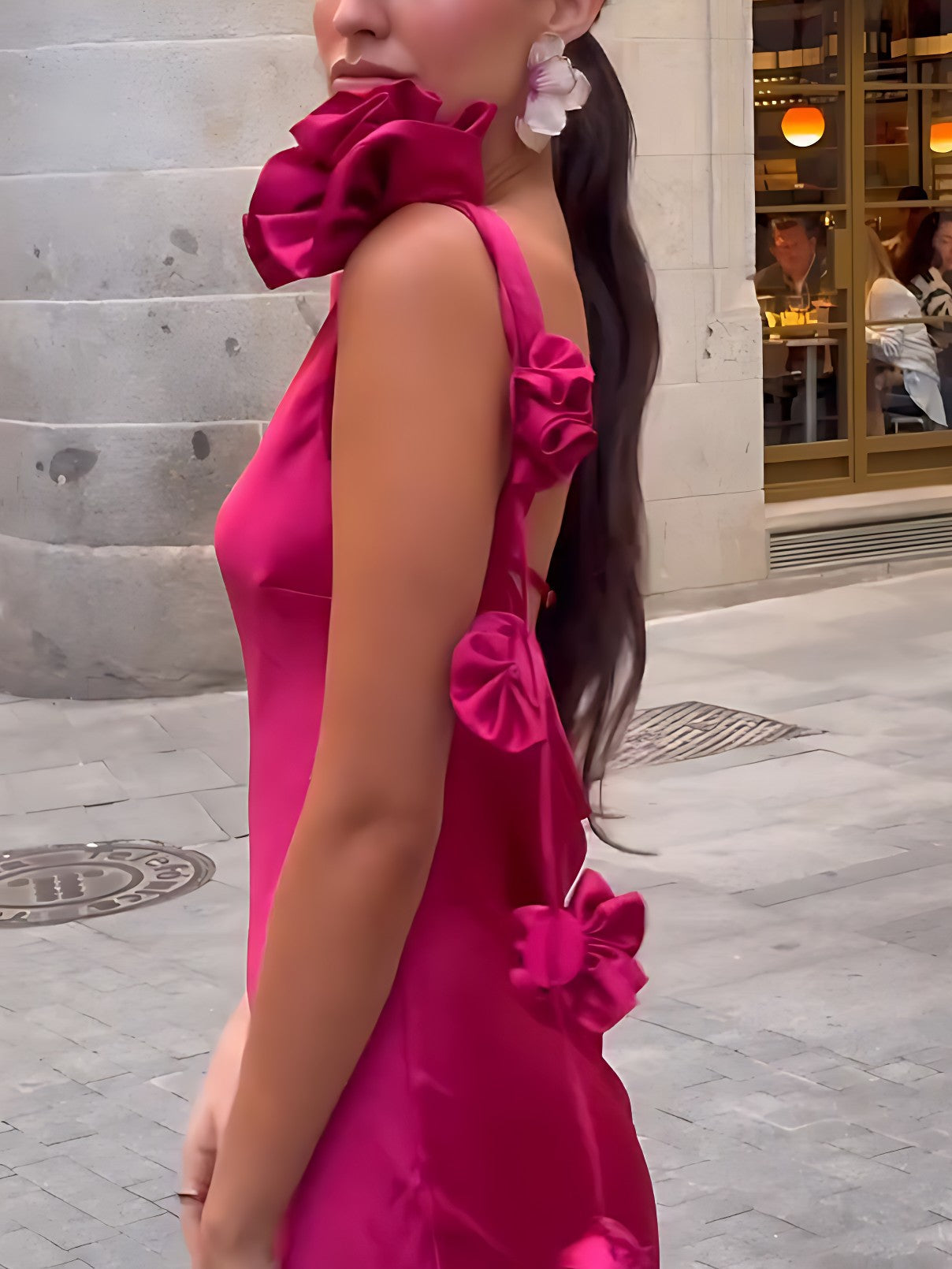 Lange avondjurk met bloemendetail en elegante pasvorm – VIOLETTA ROSE - Glamorix