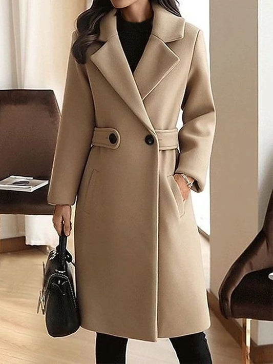 ELEGANZA - Luxe Damesmantel met Riem in Trenchcoat Stijl