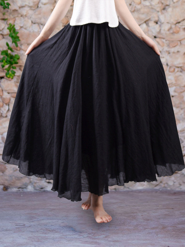 Linnen maxi-rok met hoge taille en zwierige pasvorm – AerisLoom - Glamorix