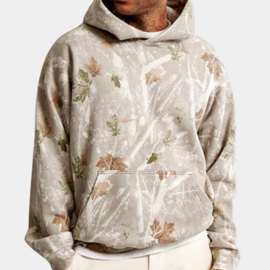 Casual heren hoodie met camo print en kangoeroezak – VERTAK HoodCore - Glamorix