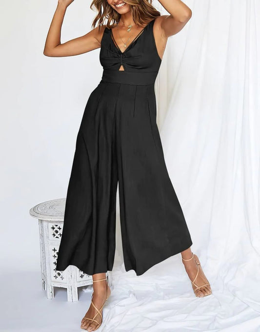 Mouwloze dames jumpsuit met wijde pijpen en elegante snit – SEREIA FLOW - Glamorix