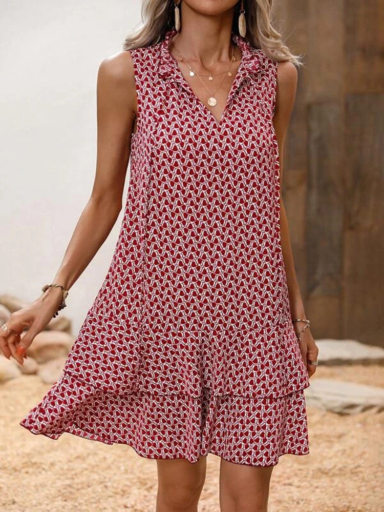 Elegante dames midi-jurk met print en vrouwelijke pasvorm – MAYLIA BLOOM - Glamorix