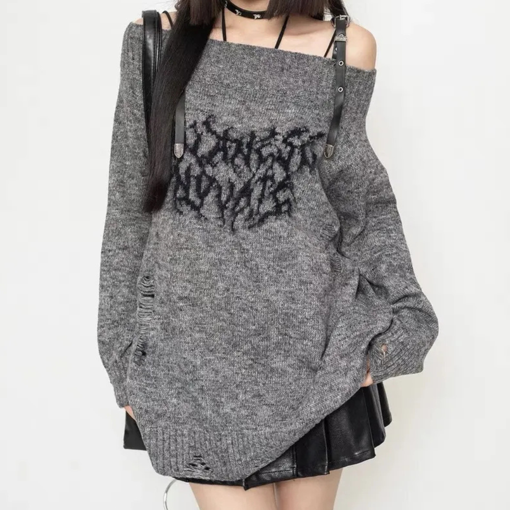 FAYE - Off-shoulder oversized gebreide trui voor dames