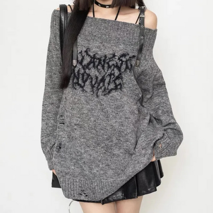FAYE - Off-shoulder oversized gebreide trui voor dames