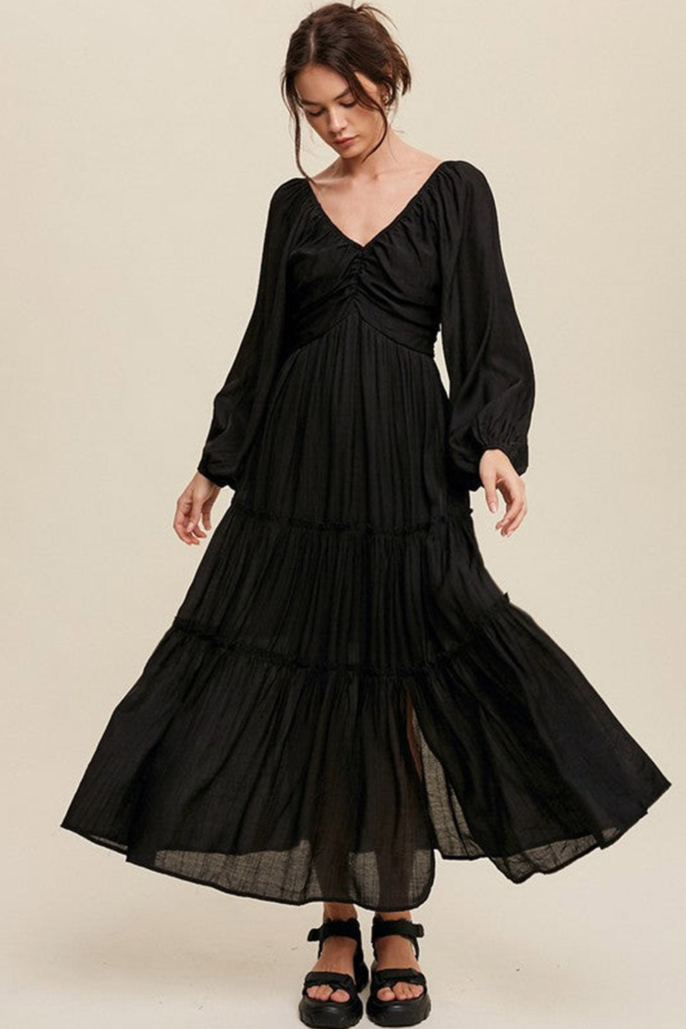 Elegante Maxi Jurk met V Hals en Strikdetail voor Avondgelegenheden – ISABELLA GLAM - Glamorix