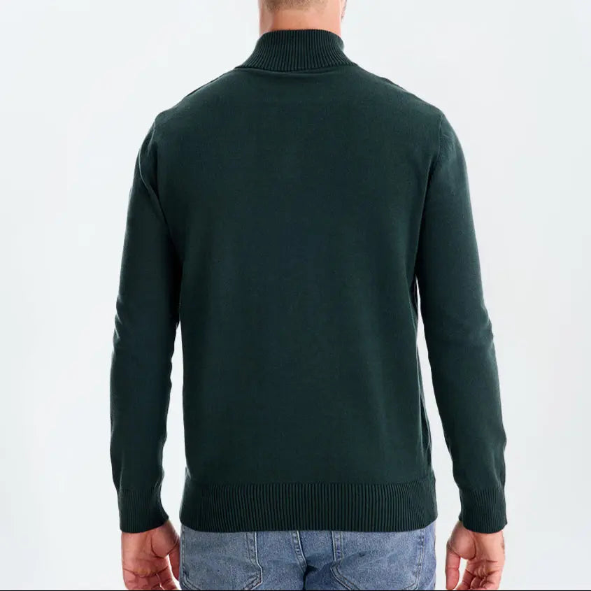 Gestreepte heren trui met halve rits en sportieve look – ELIOR - Glamorix