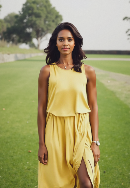 Mouwloze maxi zomerjurk met split en elegante flow – LUNA BREEZE - Glamorix