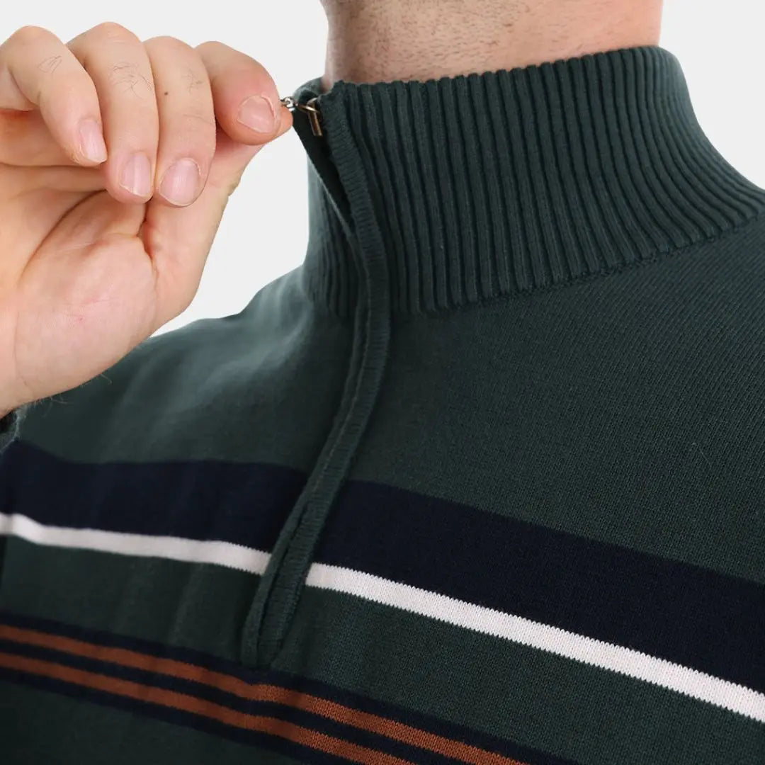 Gestreepte heren trui met halve rits en sportieve look – ELIOR - Glamorix