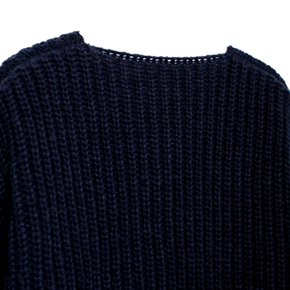 ELISE - Navy gebreid vest met knopen en elegante charme