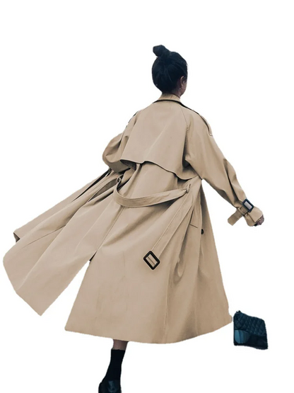 ISADORA - Elegante dames trenchcoat met ceintuur, oversized mouwen en dubbele rij knopen