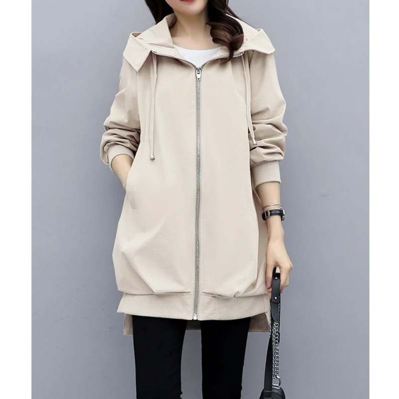 SIENNA - Casual trenchcoat met trekkoord, capuchon en oversized pasvorm voor dames