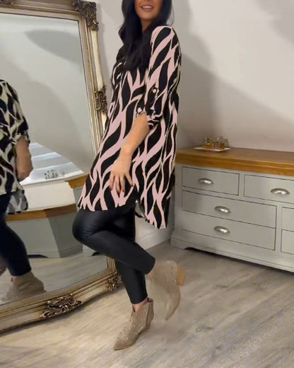 Luxe dames tuniek met grafisch patroon en elegante flow – AYANA VIBE - Glamorix