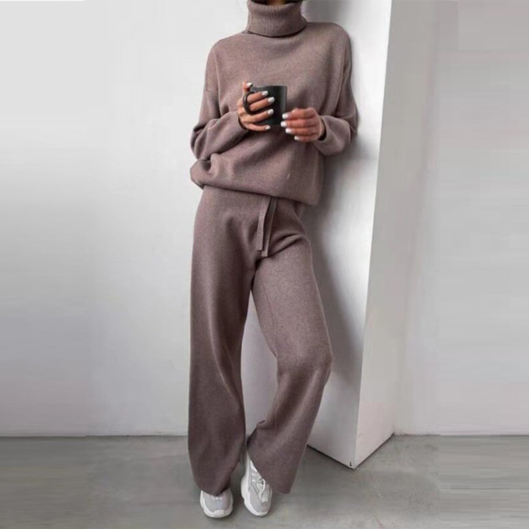 CARMEL - Elegante tweedelige set met coltrui en lange broek