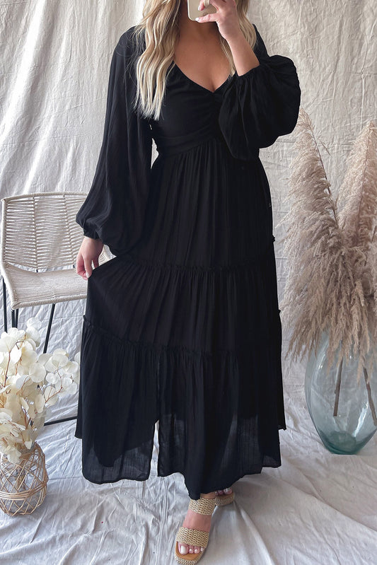 Elegante Maxi Jurk met V Hals en Strikdetail voor Avondgelegenheden – ISABELLA GLAM - Glamorix