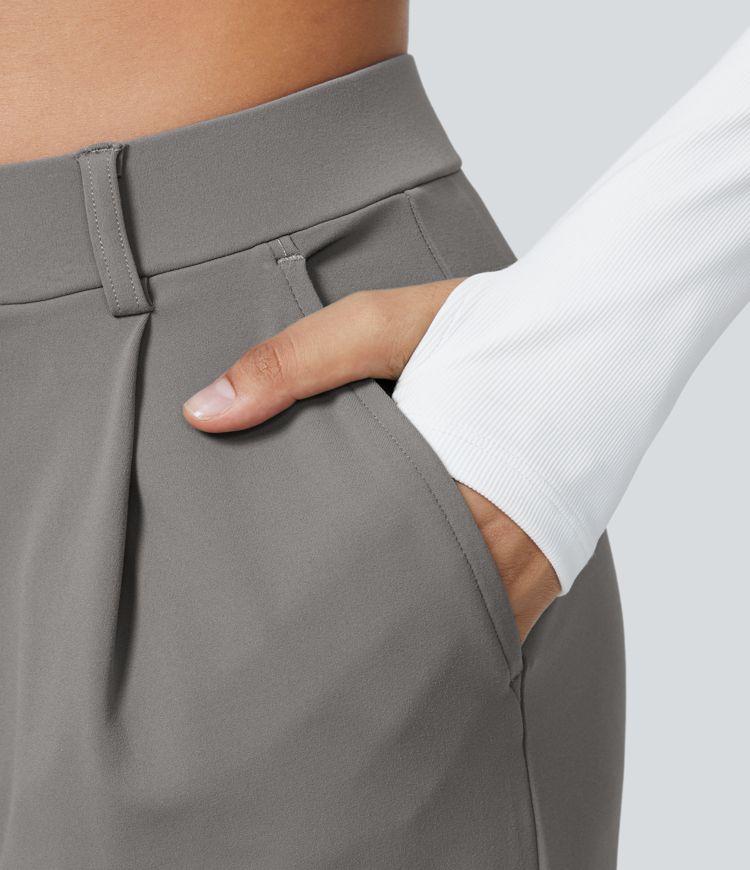 Wijde damesbroek met hoge taille en elegante snit – VelluraWide - Glamorix