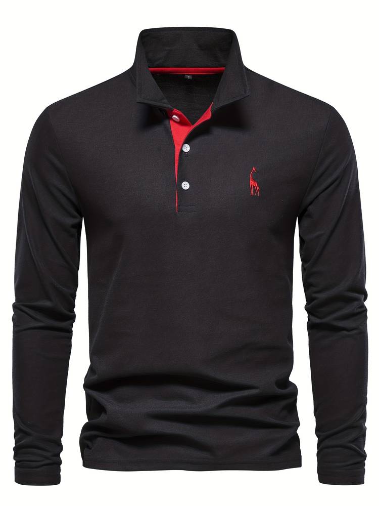 AXEL – Lange mouwen poloshirt met contrasterende afwerking voor een moderne en verfijnde look
