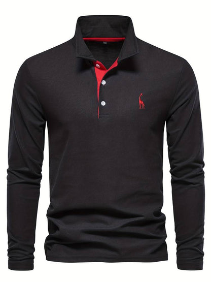 AXEL – Lange mouwen poloshirt met contrasterende afwerking voor een moderne en verfijnde look