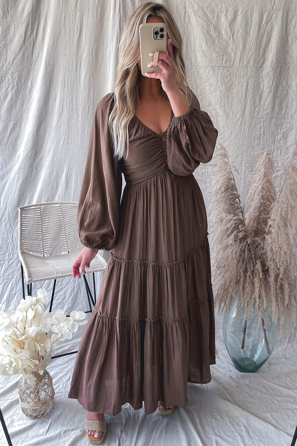 Elegante Maxi Jurk met V Hals en Strikdetail voor Avondgelegenheden – ISABELLA GLAM - Glamorix