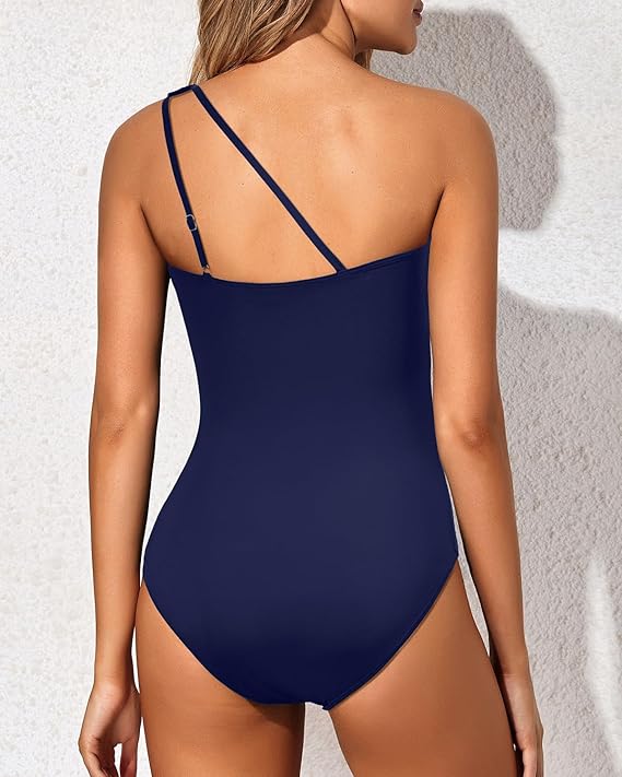 Vrouwen - Één Schouder Zwempak - Asymmetrische Halslijn - Flatterende Pasvorm - Moderne Elegantie - Glamorix
