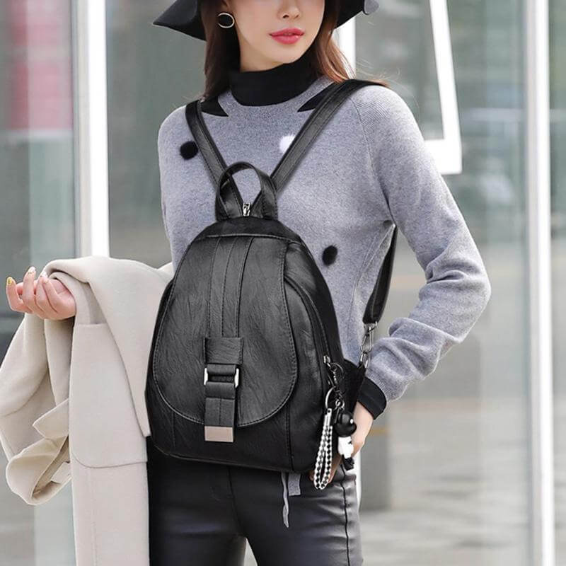 Elegante leren damesrugzak met minimalistisch design en slimme indeling – MAELYA LuxePack - Glamorix